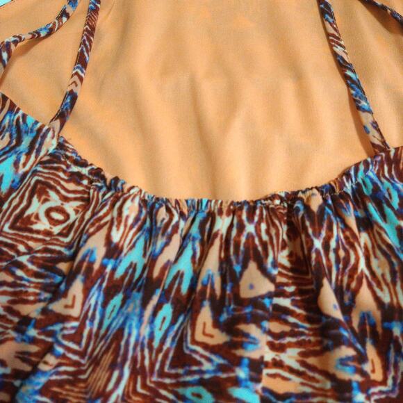 GB Lined Swing Dress Boho Flowy Sleeveless Multicolor Womens Small Hi-Lo Style - Picture 6 of 10